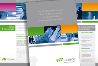 Folleto Movere, diseño editorial, revistas, folletos, catálogos, flyers