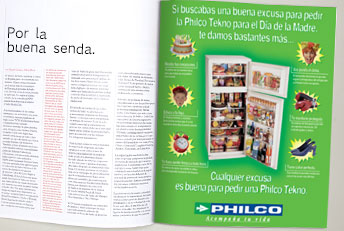 Anuncio Heladeras Philco Tekno. Creatividad en comunicación gráfica. Anuncios en diarios y revistas.