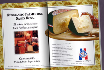 Anuncio Queso Reggianito Parmentino Santa Rosa. Creatividad en comunicación gráfica. Anuncios en diarios y revistas.