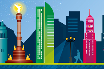 Ilustración vectorial. Ciudad de México. Ilustraciones digitales, vectoriales, proyectos 3D, infografías.