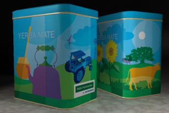 Yerbera obsequio para clientes. PASA Fertilizantes de Petrobras. Envases en general, bolsas, etiquetas